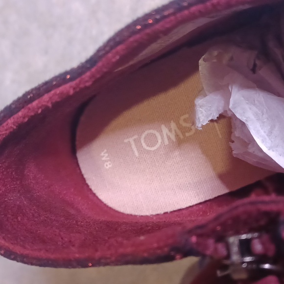 Toms Burgundy Ankle Booties Size 8 - Picture 3 of 5